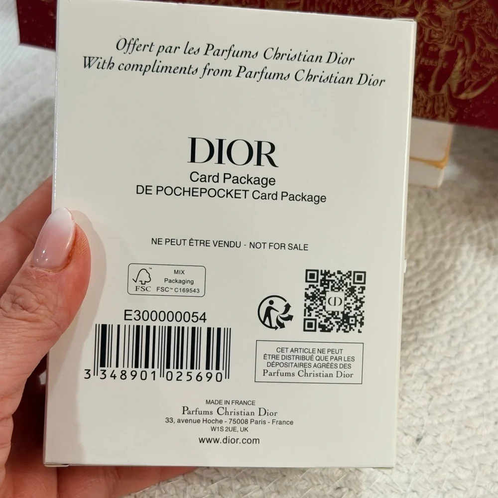 Dior Parfums Black Textured Leather Card Holder with dust bag - NIB